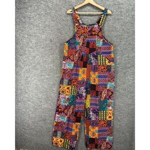 New Himosyber Jumpsuit Women L Large Purple Geometric Sleeveless Straight Cotton